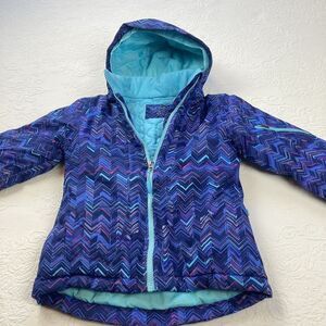 L.L. Bean Girls Ski Jacket Small 8 Zip Up Purple Blue Thinsulate Removable Hood